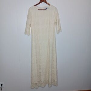 Dainty Jewells A Night in Paris Lace Dress XL Cream Maxi Bridemaid Church Modest